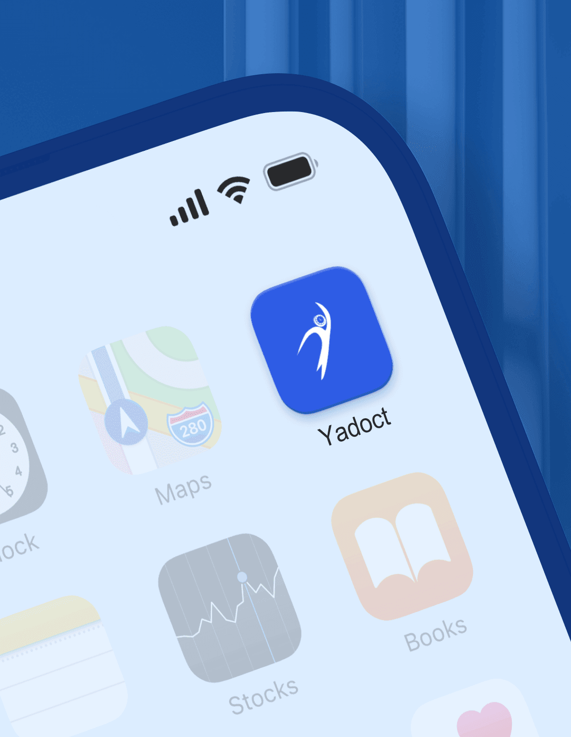 L'application Yadoct installée sur l'écran d'accueil d'un téléphone.